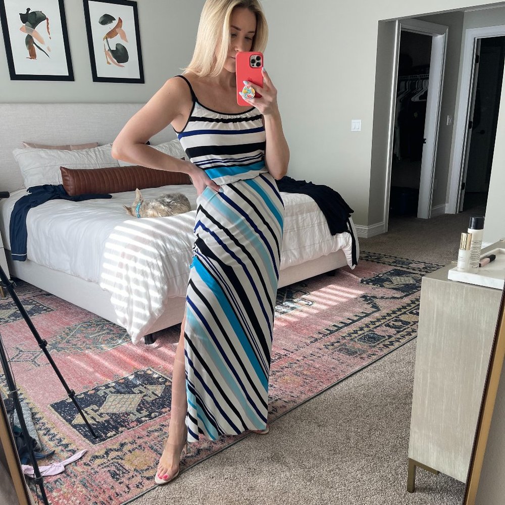 White House Black Market Striped Maxi